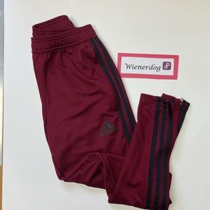 Maroon Adidas tapered joggers pants EUC